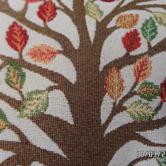 Fall Tapestry Pillows Trees Set of 2 15x15 Excellent Condition - Picture 6 of 6